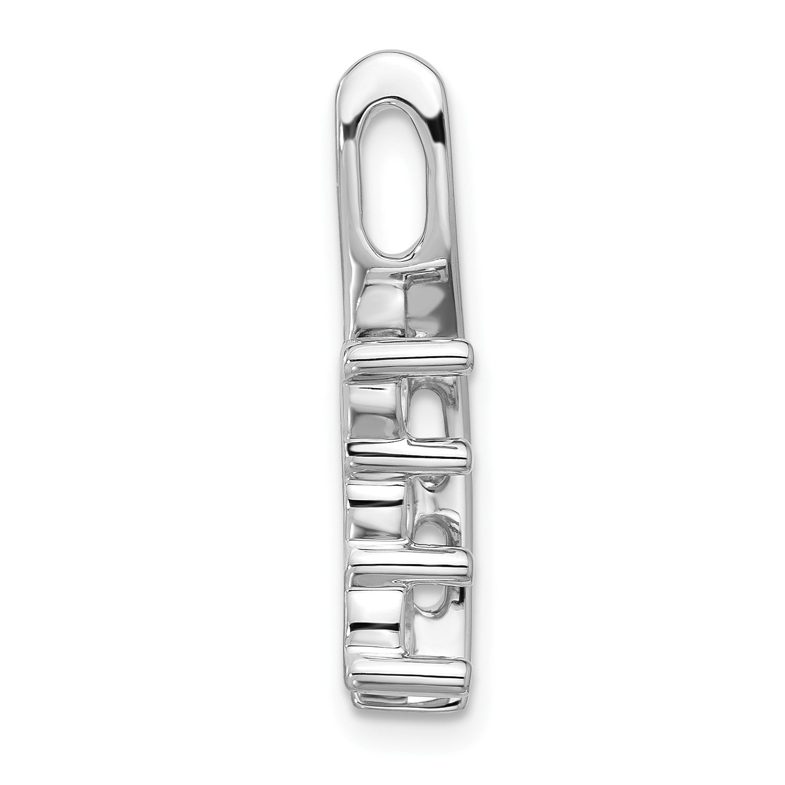 14k White Gold Holds 3-4.3mm Three-Stone Curved Bar Chain Slide Mounting