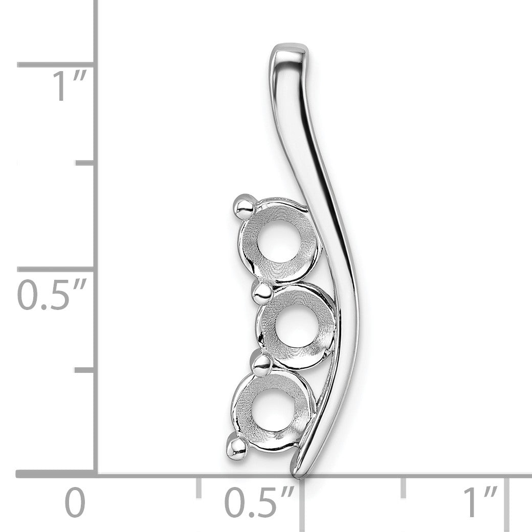 14k White Gold Holds 3-5.0mm Three-Stone Curved Bar Chain Slide Mounting