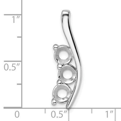 14k White Gold Holds 3-5.0mm Three-Stone Curved Bar Chain Slide Mounting