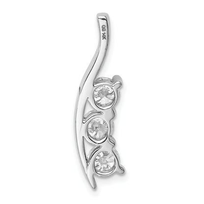 14k White Gold Complete 1.5 carat Three-Stone AA Diamond Curved Bar Chain Slide