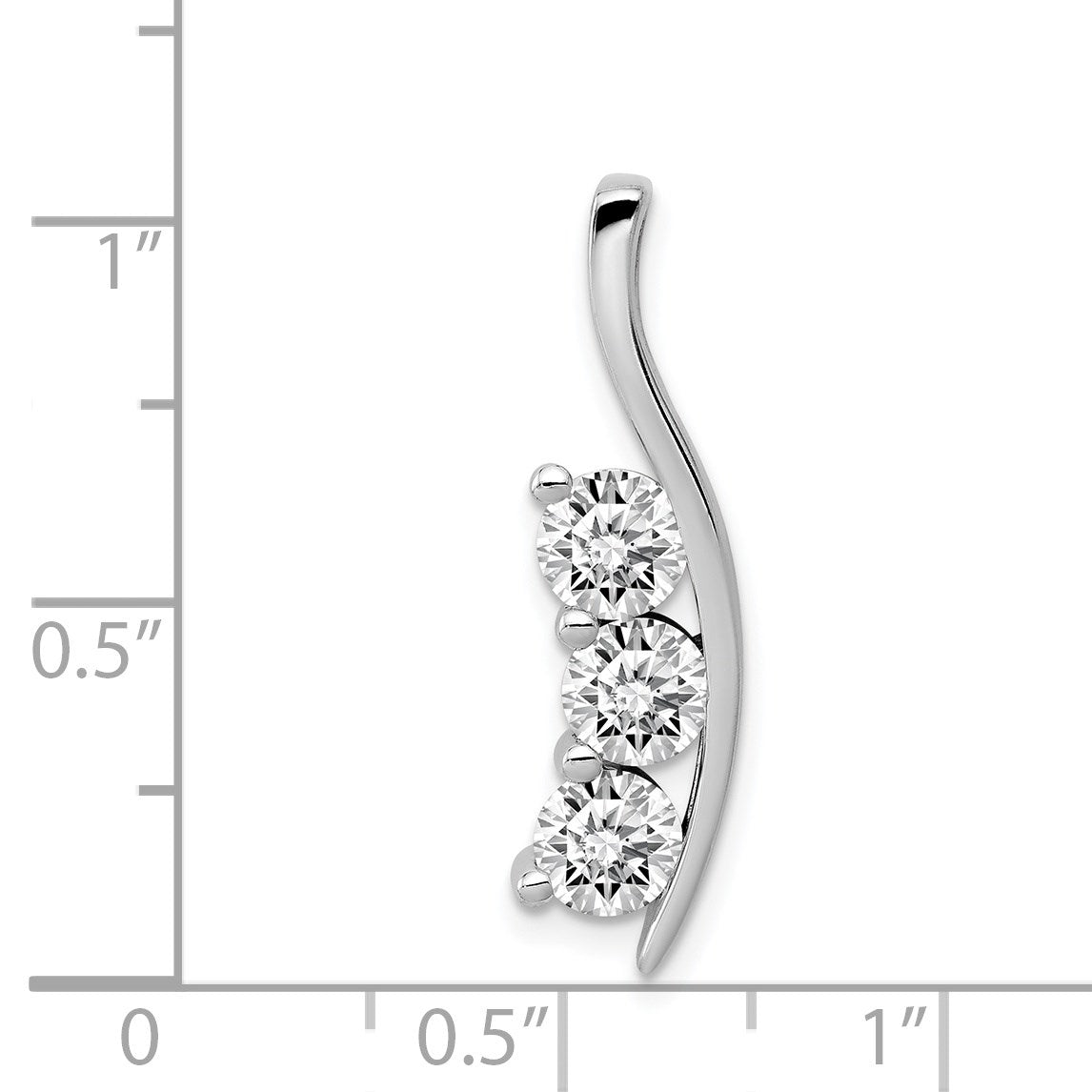 14k White Gold Complete 1.5 carat Three-Stone AA Diamond Curved Bar Chain Slide