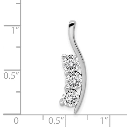 14k White Gold Complete 1.5 carat Three-Stone AA Diamond Curved Bar Chain Slide