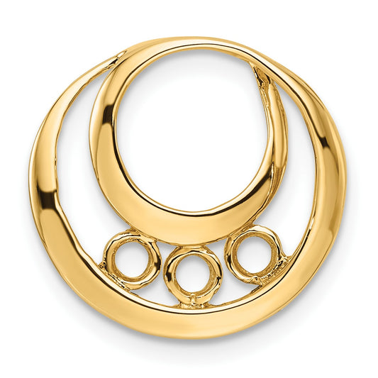 14k Holds 3-3.2mm Three-Stone Circle Chain Slide Mounting