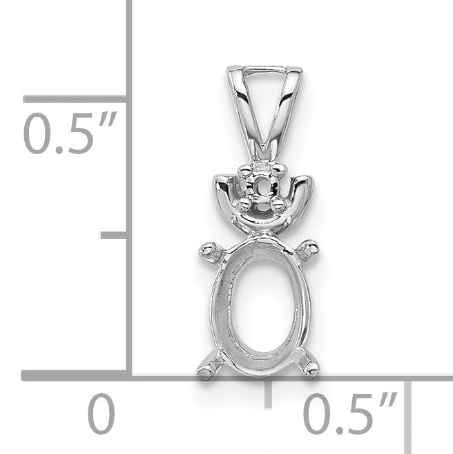 14k White Gold 8x6mm Oval Gemstone Pendant Mounting