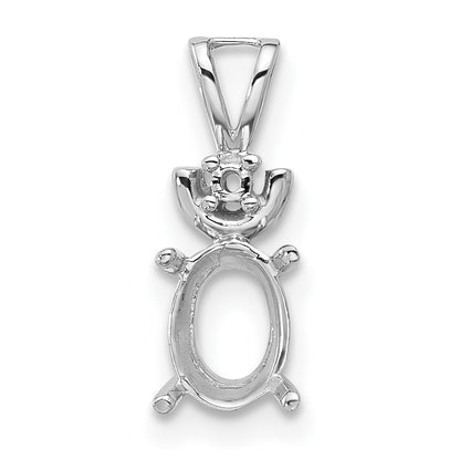 14k White Gold 8x6mm Oval Gemstone Pendant Mounting