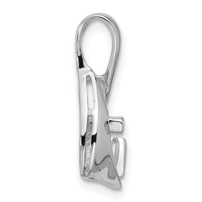 14k White Gold 8mm Trillion Gemstone Pendant Mounting