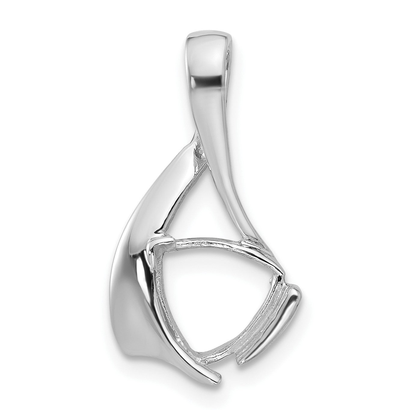 14k White Gold 8mm Trillion Gemstone Pendant Mounting