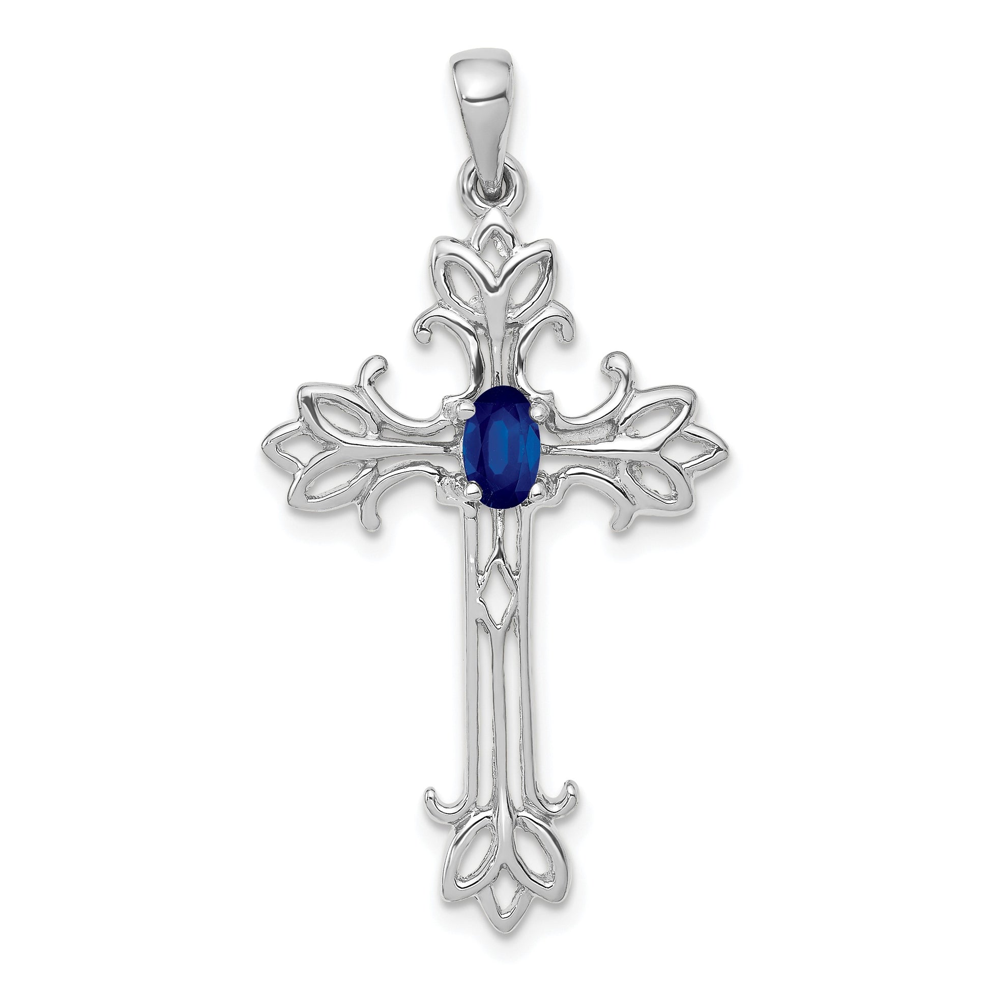 14k White Gold Polished Cross Chain Slide Mounting