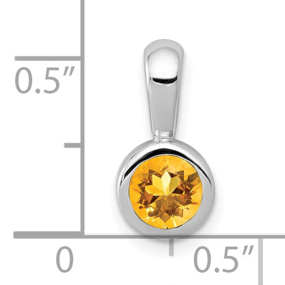 14k White Gold Bezel-set 5mm Round Citrine Pendant