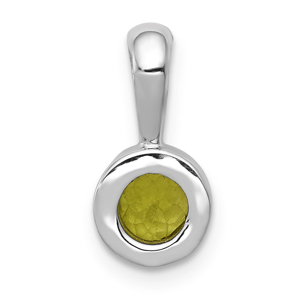 14k White Gold Bezel-set 5mm Round Peridot Pendant