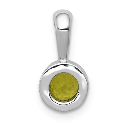 14k White Gold Bezel-set 5mm Round Peridot Pendant