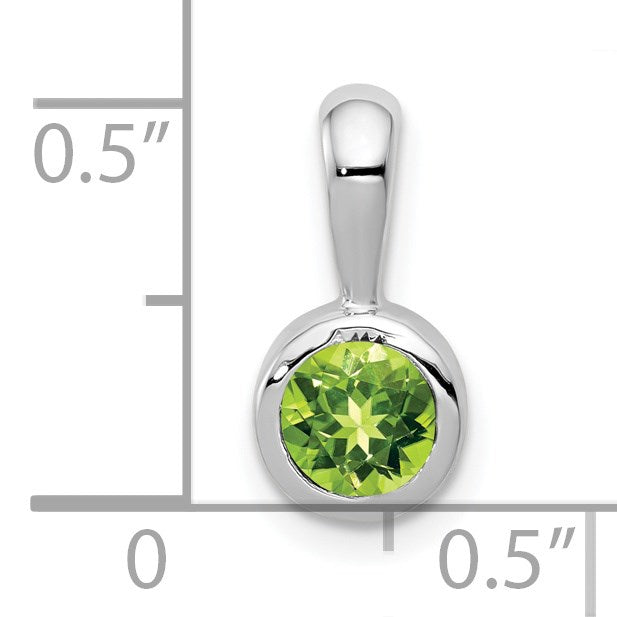 14k White Gold Bezel-set 5mm Round Peridot Pendant