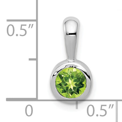 14k White Gold Bezel-set 5mm Round Peridot Pendant