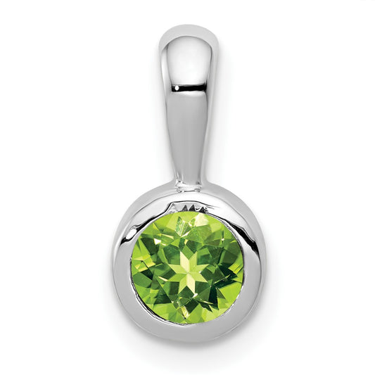 14k White Gold Bezel-set 5mm Round Peridot Pendant