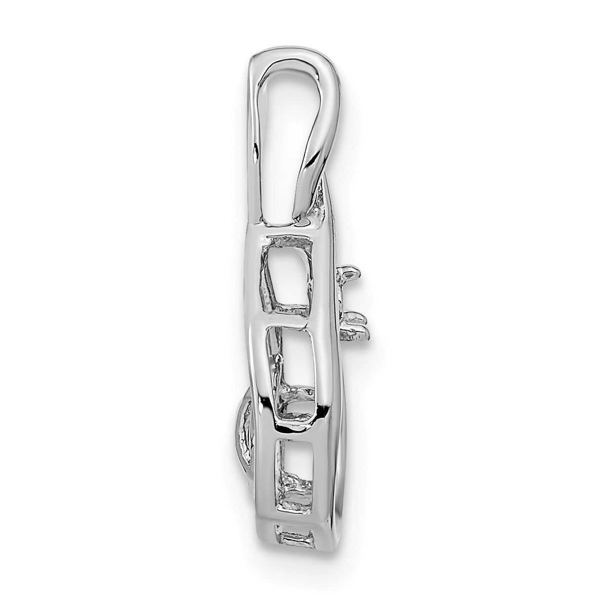 14k White Gold Holds 7-8mm Pearl and 2mm Diamond Pendant Mounting