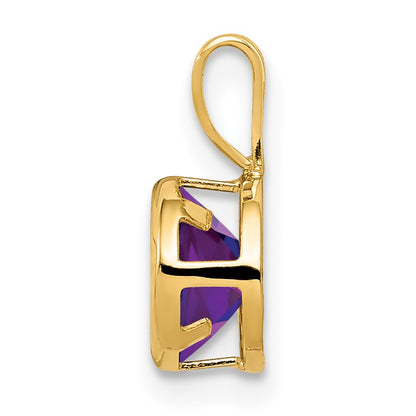 14k 6mm Round Amethyst Bezel Pendant