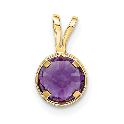 14k 6mm Round Amethyst Bezel Pendant