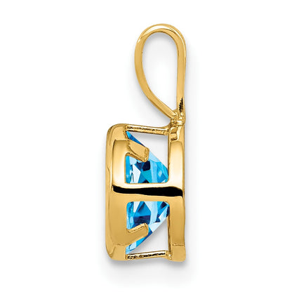 14k 6mm Round Blue Topaz Bezel Pendant