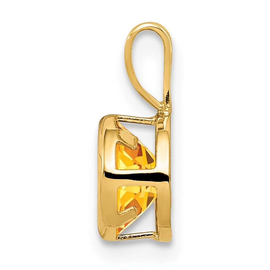 14k 6mm Round Citrine Bezel Pendant