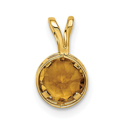 14k 6mm Round Citrine Bezel Pendant