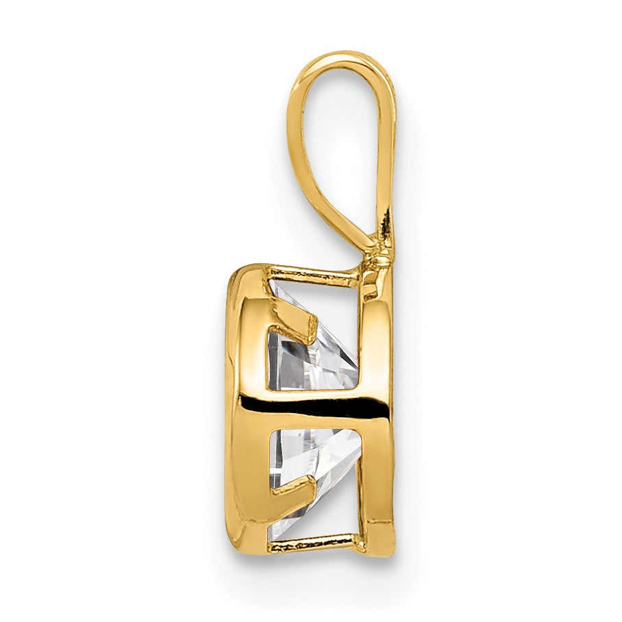 14k 6mm Round Cubic Zirconia Bezel Pendant