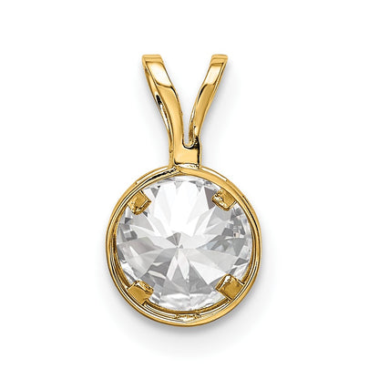 14k 6mm Round Cubic Zirconia Bezel Pendant