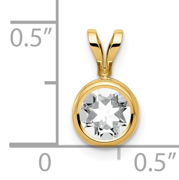 14k 6mm Round Cubic Zirconia Bezel Pendant