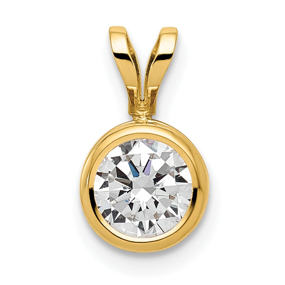 14k 6mm Round Cubic Zirconia Bezel Pendant