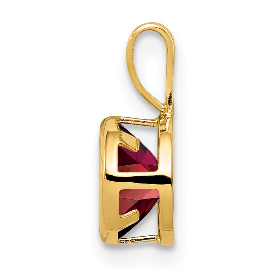 14k 6mm Round Garnet Bezel Pendant