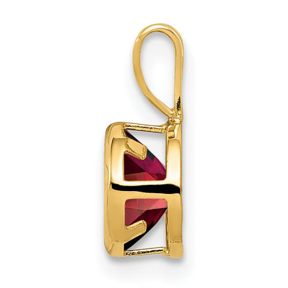 14k 6mm Round Garnet Bezel Pendant