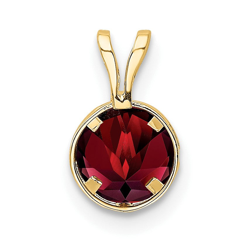 14k 6mm Round Garnet Bezel Pendant