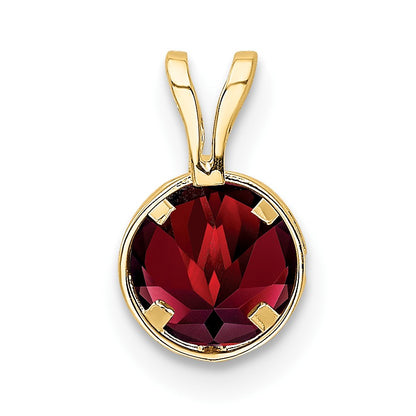 14k 6mm Round Garnet Bezel Pendant