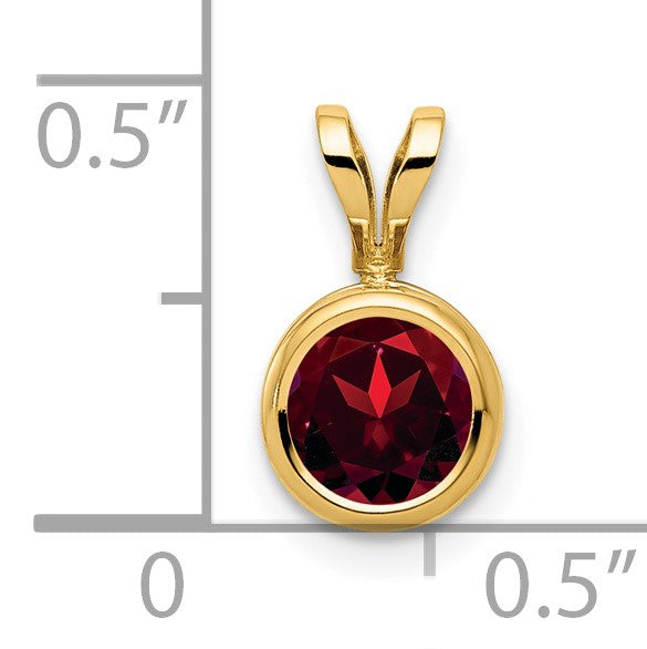 14k 6mm Round Garnet Bezel Pendant