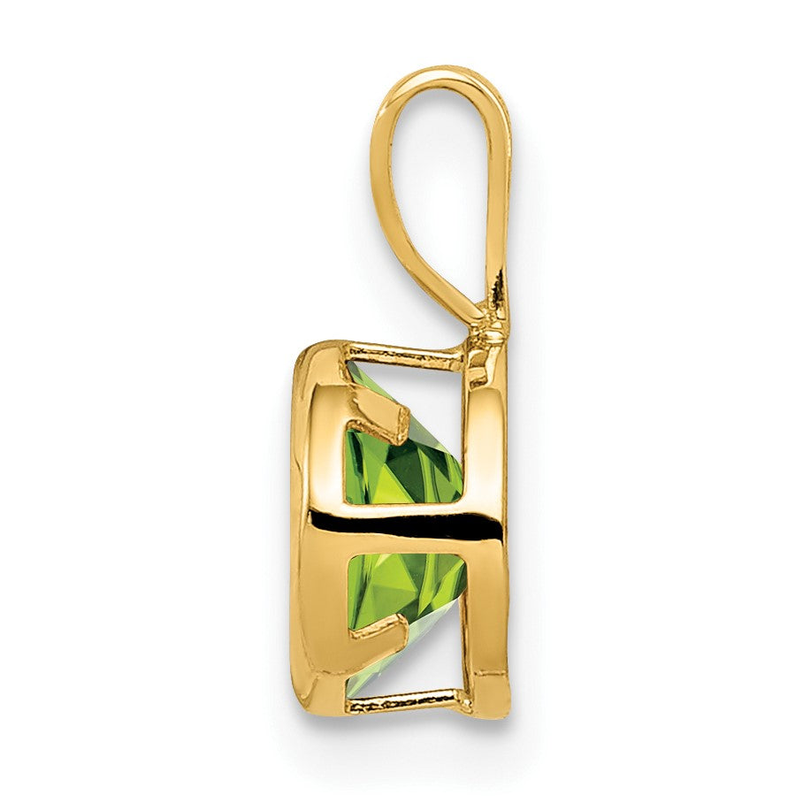14k 6mm Round Peridot Bezel Pendant