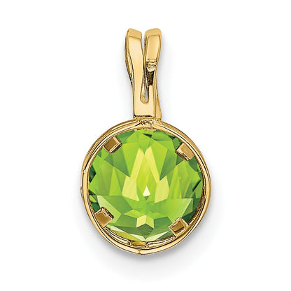 14k 6mm Round Peridot Bezel Pendant