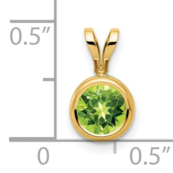 14k 6mm Round Peridot Bezel Pendant