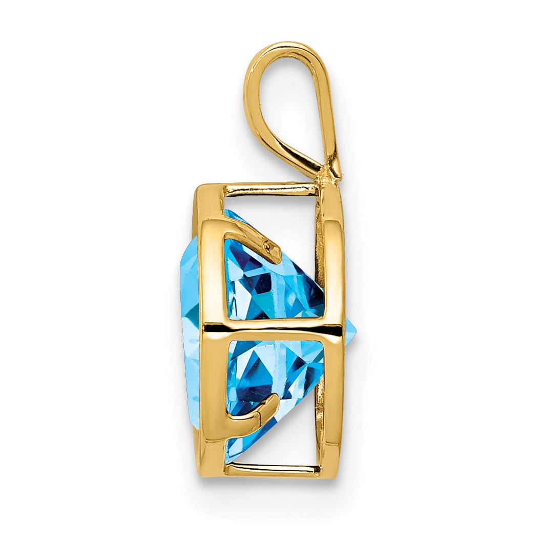 14k 8mm Round Blue Topaz Bezel Pendant
