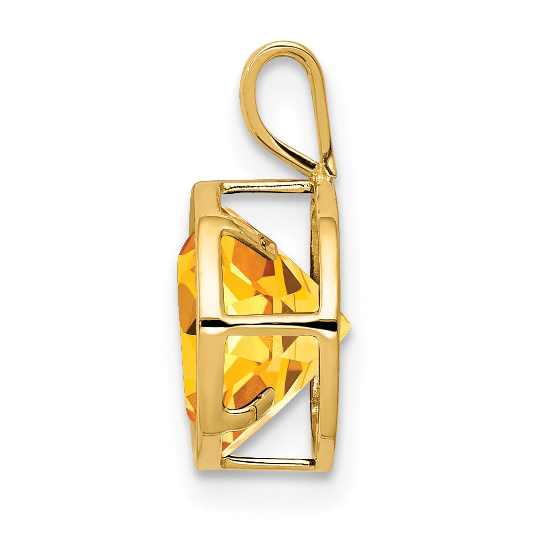 14k 8mm Round Citrine Bezel Pendant