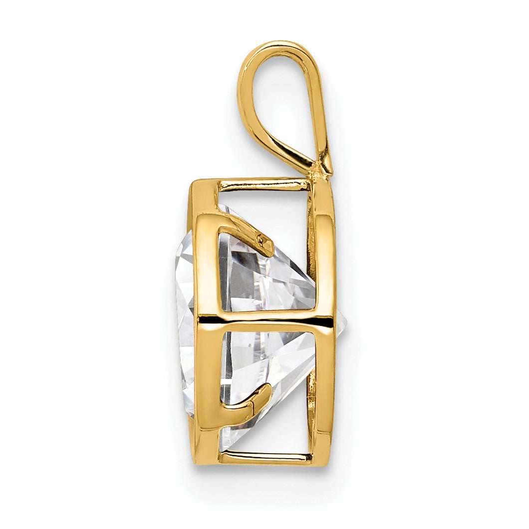 14k 8mm Round Cubic Zirconia Bezel Pendant