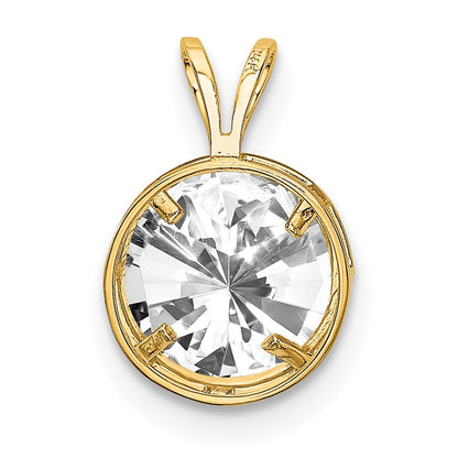 14k 8mm Round Cubic Zirconia Bezel Pendant