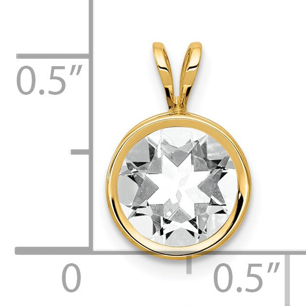 14k 8mm Round Cubic Zirconia Bezel Pendant