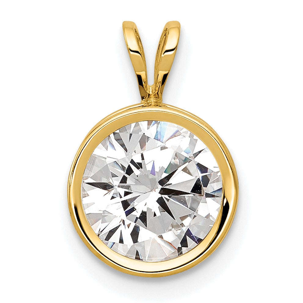 14k 8mm Round Cubic Zirconia Bezel Pendant
