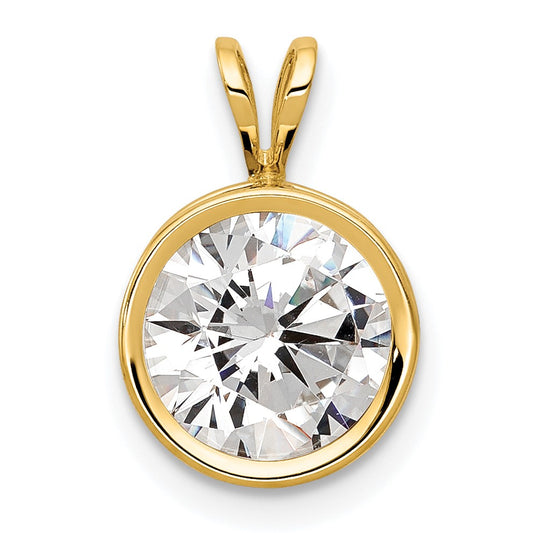 14k 8mm Round Cubic Zirconia Bezel Pendant