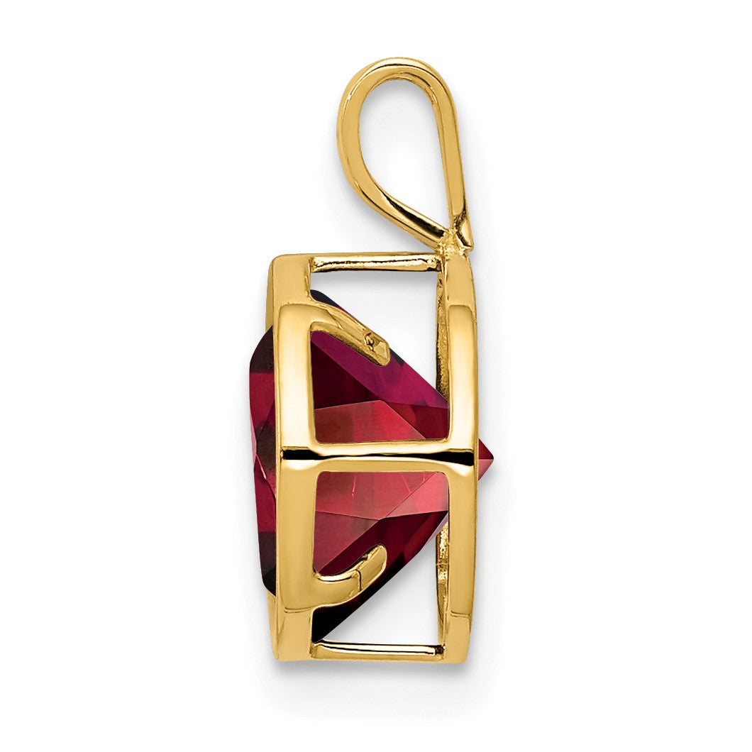 14k 8mm Round Garnet Bezel Pendant