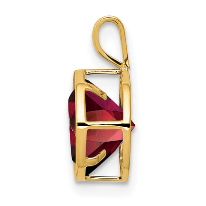 14k 8mm Round Garnet Bezel Pendant