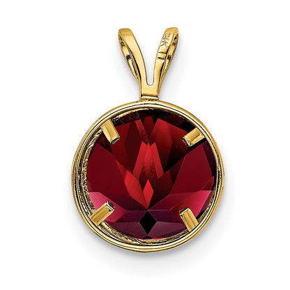 14k 8mm Round Garnet Bezel Pendant
