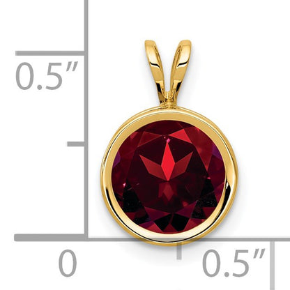 14k 8mm Round Garnet Bezel Pendant