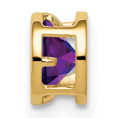 14k 5mm Round Amethyst Bezel Chain Slide