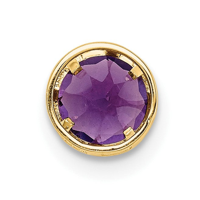 14k 5mm Round Amethyst Bezel Chain Slide