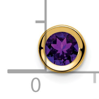 14k 5mm Round Amethyst Bezel Chain Slide